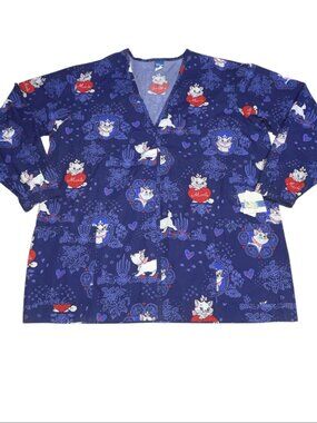 Disney Aristocats Marie Cat Scrub Top Jacket Women’s Large Blue Barco New Tags